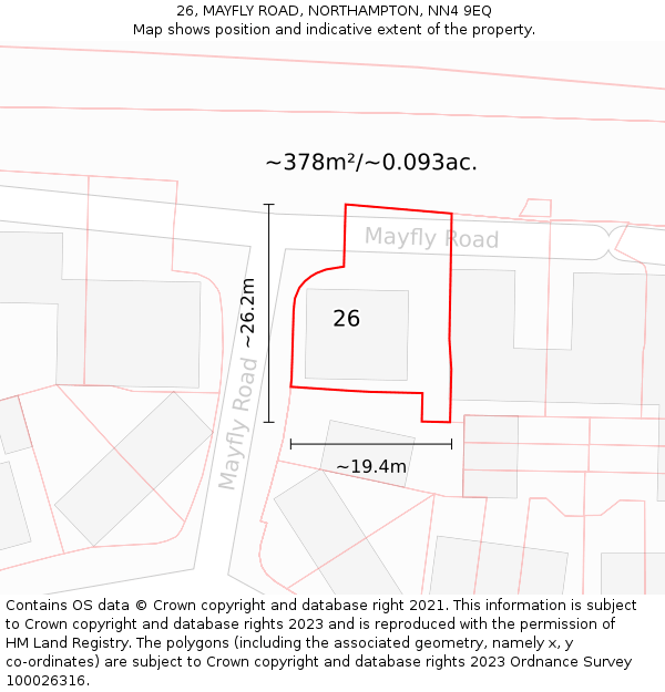 26, MAYFLY ROAD, NORTHAMPTON, NN4 9EQ: Plot and title map