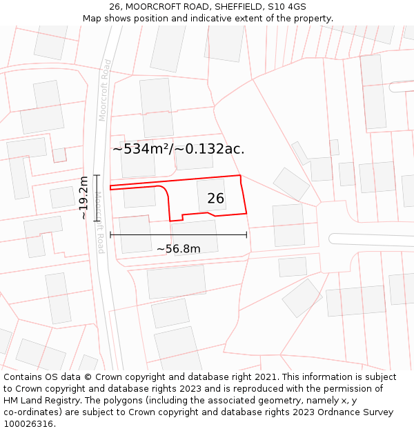 26, MOORCROFT ROAD, SHEFFIELD, S10 4GS: Plot and title map