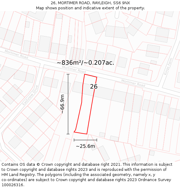 26, MORTIMER ROAD, RAYLEIGH, SS6 9NX: Plot and title map