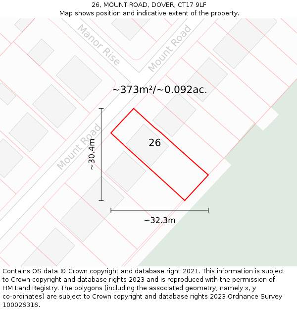26, MOUNT ROAD, DOVER, CT17 9LF: Plot and title map