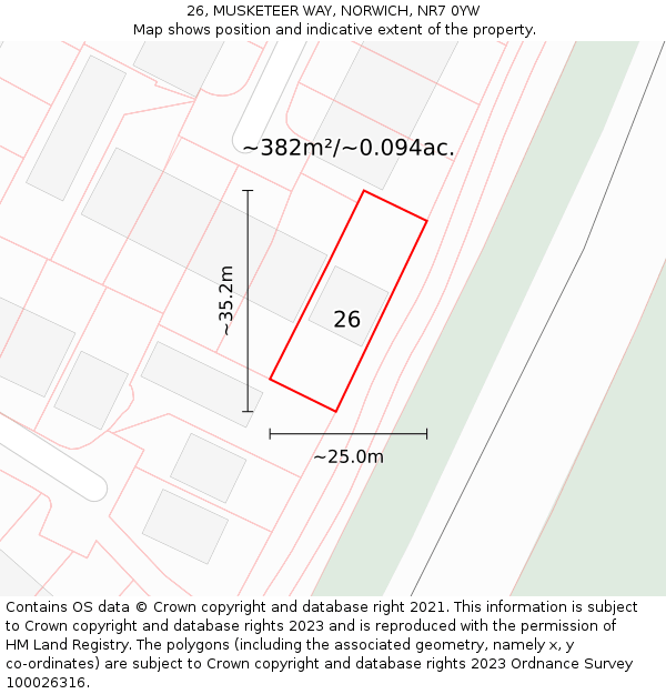 26, MUSKETEER WAY, NORWICH, NR7 0YW: Plot and title map