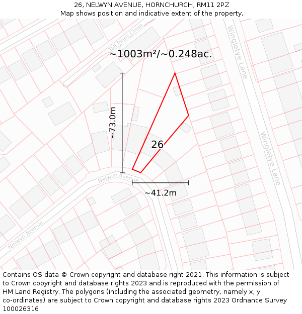 26, NELWYN AVENUE, HORNCHURCH, RM11 2PZ: Plot and title map