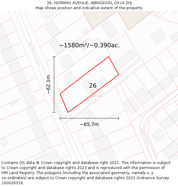 26, NORMAN AVENUE, ABINGDON, OX14 2HJ: Plot and title map