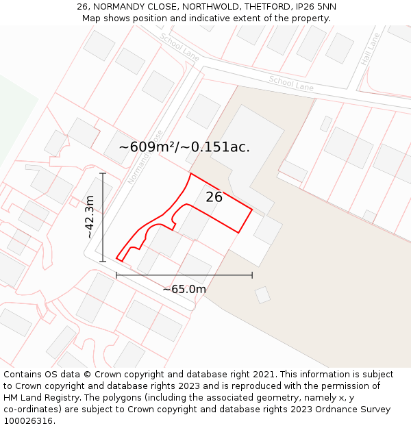 26, NORMANDY CLOSE, NORTHWOLD, THETFORD, IP26 5NN: Plot and title map