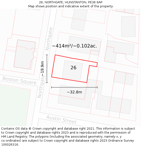 26, NORTHGATE, HUNSTANTON, PE36 6AP: Plot and title map