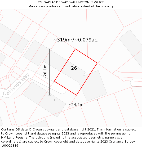 26, OAKLANDS WAY, WALLINGTON, SM6 9RR: Plot and title map