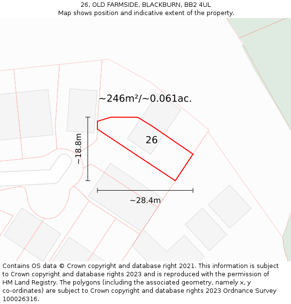 26, OLD FARMSIDE, BLACKBURN, BB2 4UL: Plot and title map