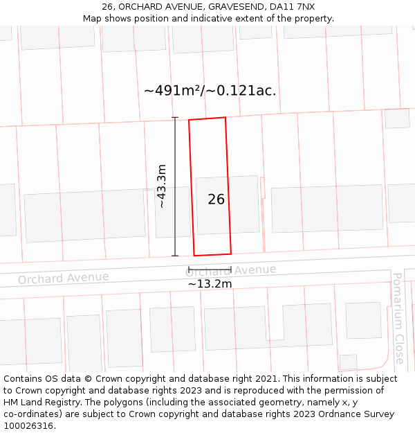 26, ORCHARD AVENUE, GRAVESEND, DA11 7NX: Plot and title map