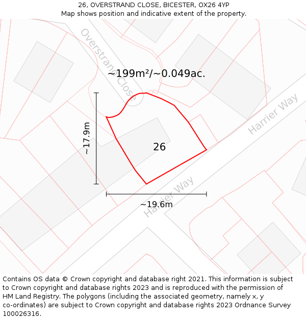 26, OVERSTRAND CLOSE, BICESTER, OX26 4YP: Plot and title map