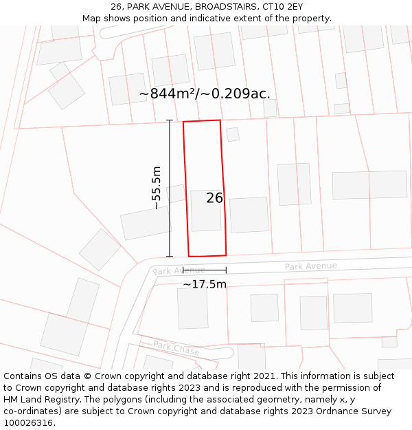 26, PARK AVENUE, BROADSTAIRS, CT10 2EY: Plot and title map
