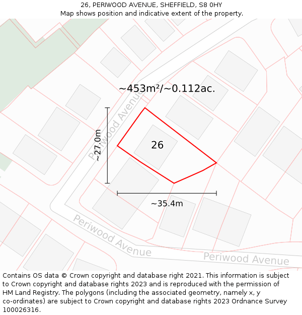 26, PERIWOOD AVENUE, SHEFFIELD, S8 0HY: Plot and title map