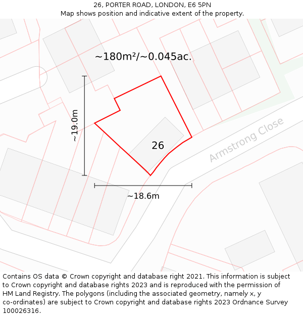 26, PORTER ROAD, LONDON, E6 5PN: Plot and title map