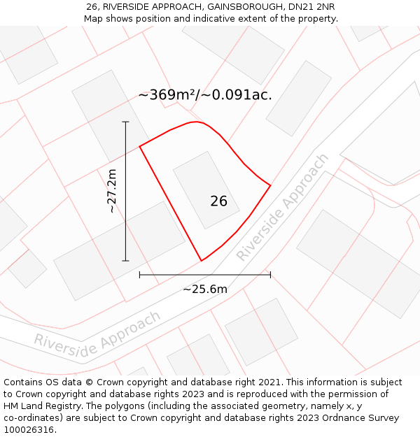 26, RIVERSIDE APPROACH, GAINSBOROUGH, DN21 2NR: Plot and title map