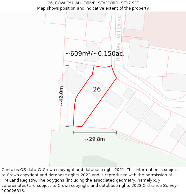 26, ROWLEY HALL DRIVE, STAFFORD, ST17 9FF: Plot and title map