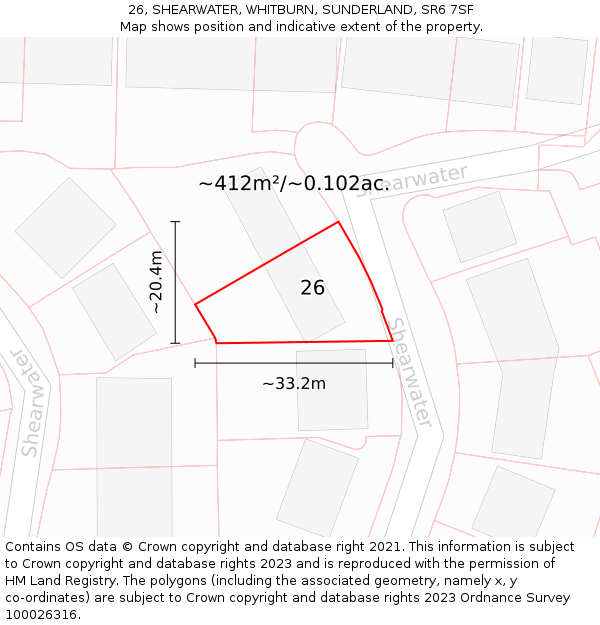 26, SHEARWATER, WHITBURN, SUNDERLAND, SR6 7SF: Plot and title map