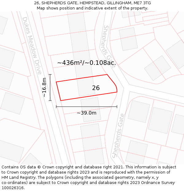 26, SHEPHERDS GATE, HEMPSTEAD, GILLINGHAM, ME7 3TG: Plot and title map