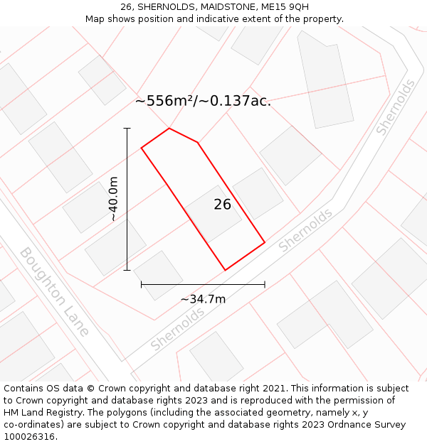 26, SHERNOLDS, MAIDSTONE, ME15 9QH: Plot and title map