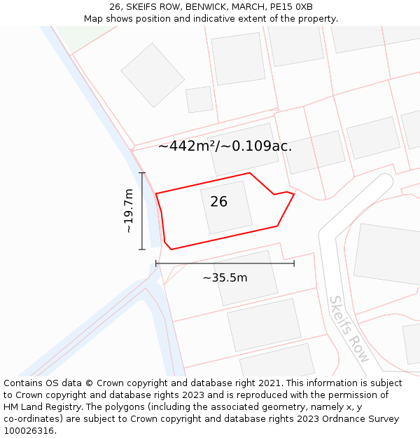 26, SKEIFS ROW, BENWICK, MARCH, PE15 0XB: Plot and title map