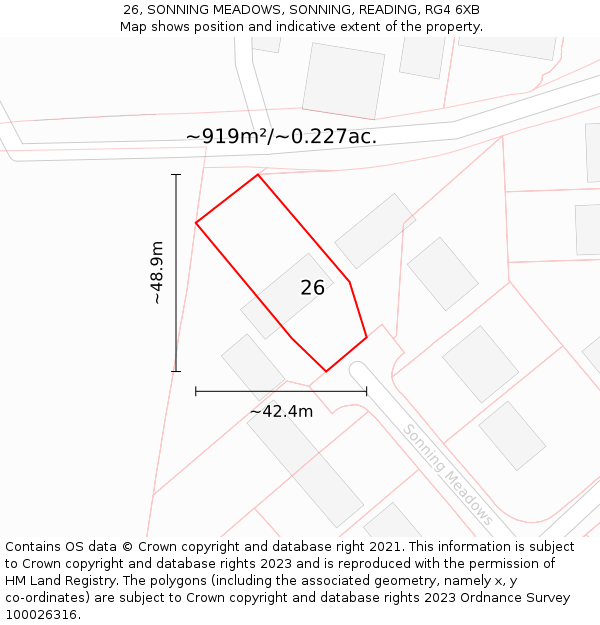 26, SONNING MEADOWS, SONNING, READING, RG4 6XB: Plot and title map