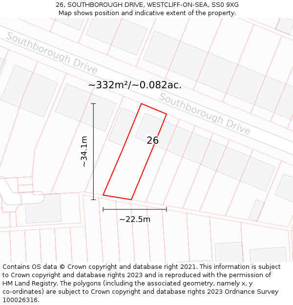 26, SOUTHBOROUGH DRIVE, WESTCLIFF-ON-SEA, SS0 9XG: Plot and title map