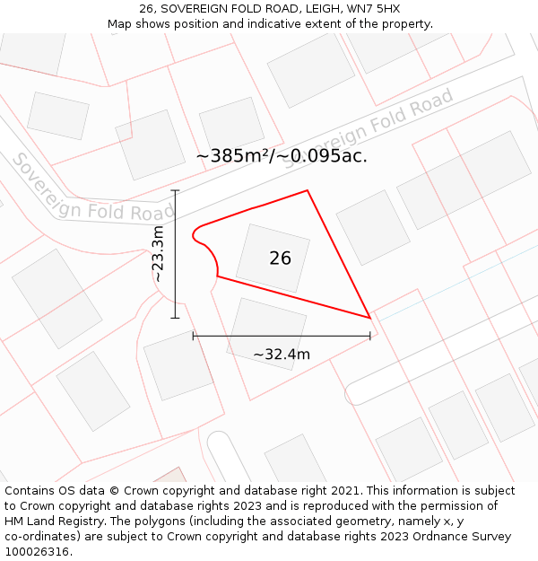 26, SOVEREIGN FOLD ROAD, LEIGH, WN7 5HX: Plot and title map