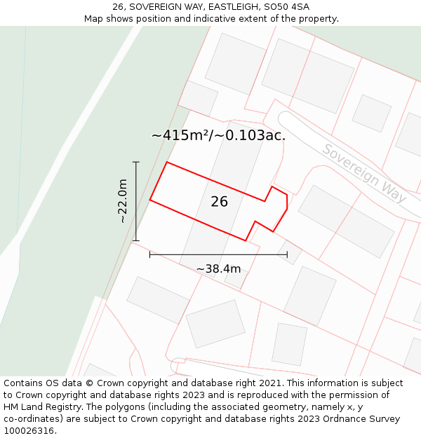 26, SOVEREIGN WAY, EASTLEIGH, SO50 4SA: Plot and title map