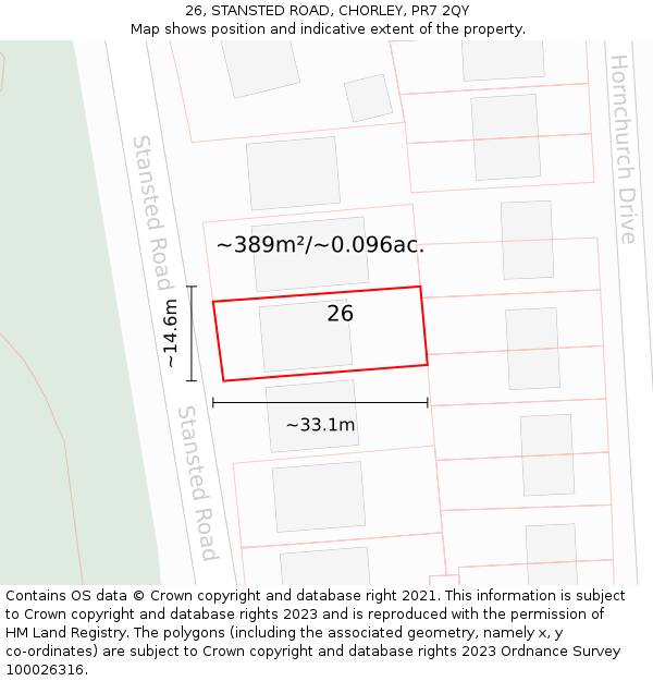 26, STANSTED ROAD, CHORLEY, PR7 2QY: Plot and title map