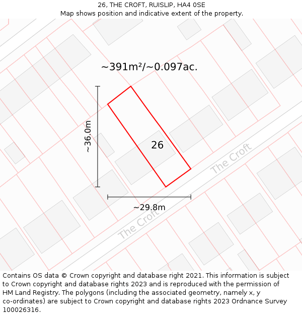 26, THE CROFT, RUISLIP, HA4 0SE: Plot and title map