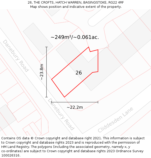 26, THE CROFTS, HATCH WARREN, BASINGSTOKE, RG22 4RF: Plot and title map