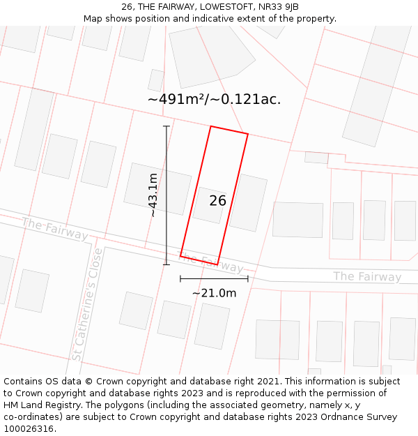 26, THE FAIRWAY, LOWESTOFT, NR33 9JB: Plot and title map