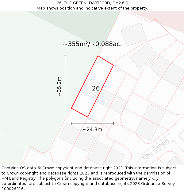 26, THE GREEN, DARTFORD, DA2 6JS: Plot and title map