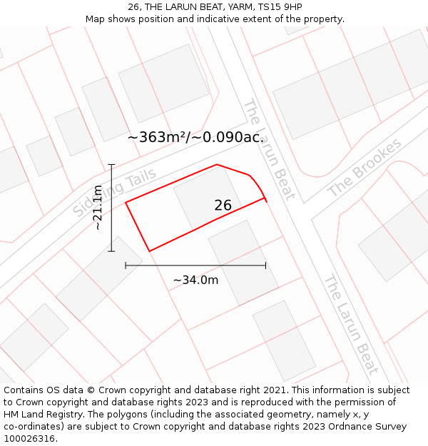 26, THE LARUN BEAT, YARM, TS15 9HP: Plot and title map