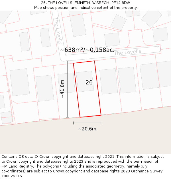 26, THE LOVELLS, EMNETH, WISBECH, PE14 8DW: Plot and title map
