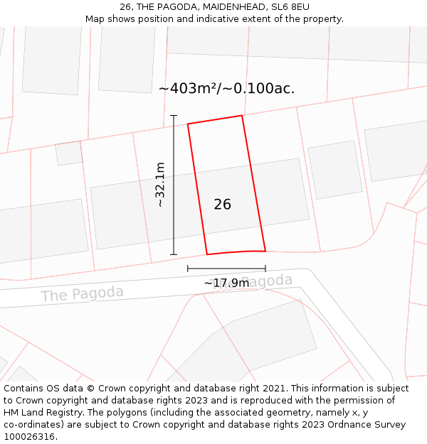 26, THE PAGODA, MAIDENHEAD, SL6 8EU: Plot and title map