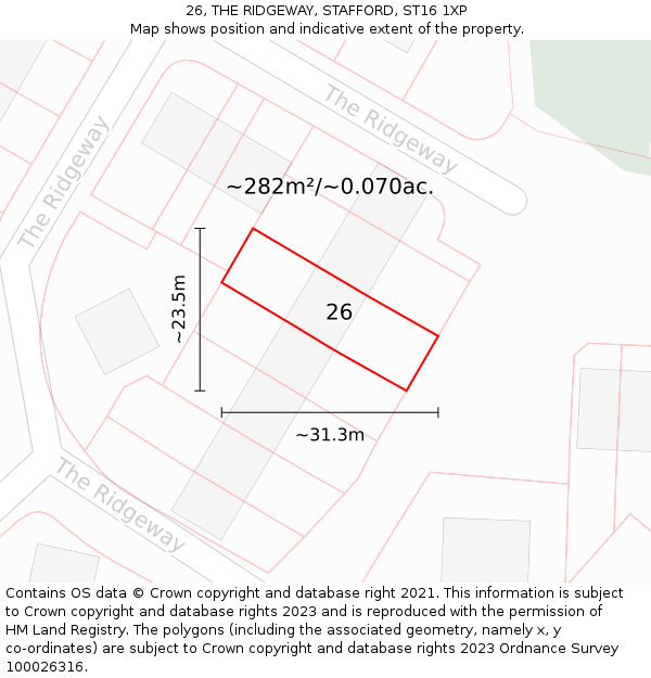 26, THE RIDGEWAY, STAFFORD, ST16 1XP: Plot and title map