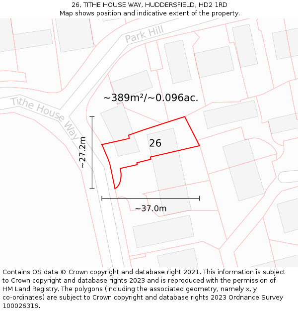 26, TITHE HOUSE WAY, HUDDERSFIELD, HD2 1RD: Plot and title map