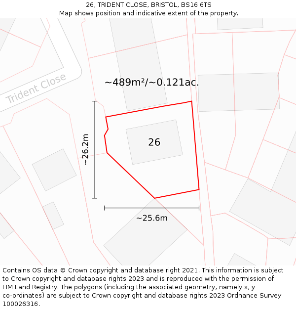 26, TRIDENT CLOSE, BRISTOL, BS16 6TS: Plot and title map
