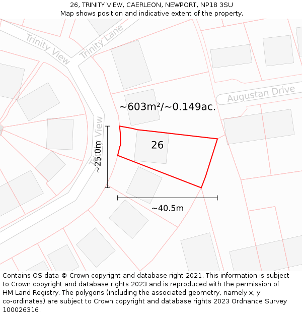 26, TRINITY VIEW, CAERLEON, NEWPORT, NP18 3SU: Plot and title map