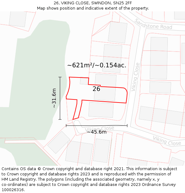 26, VIKING CLOSE, SWINDON, SN25 2FF: Plot and title map