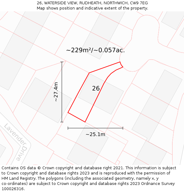 26, WATERSIDE VIEW, RUDHEATH, NORTHWICH, CW9 7EG: Plot and title map