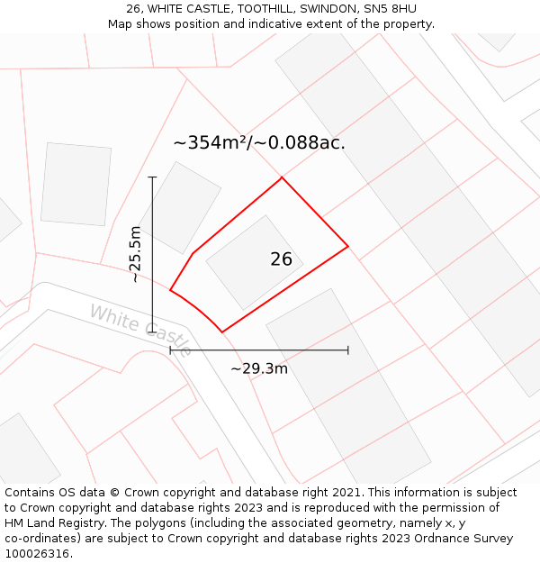 26, WHITE CASTLE, TOOTHILL, SWINDON, SN5 8HU: Plot and title map