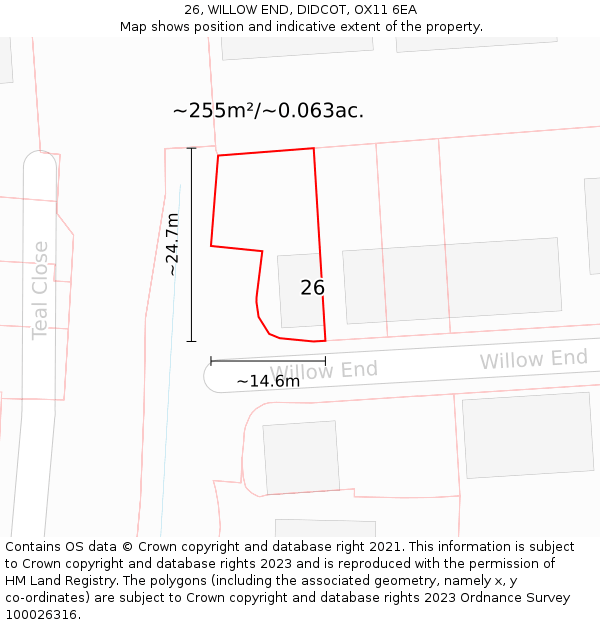 26, WILLOW END, DIDCOT, OX11 6EA: Plot and title map