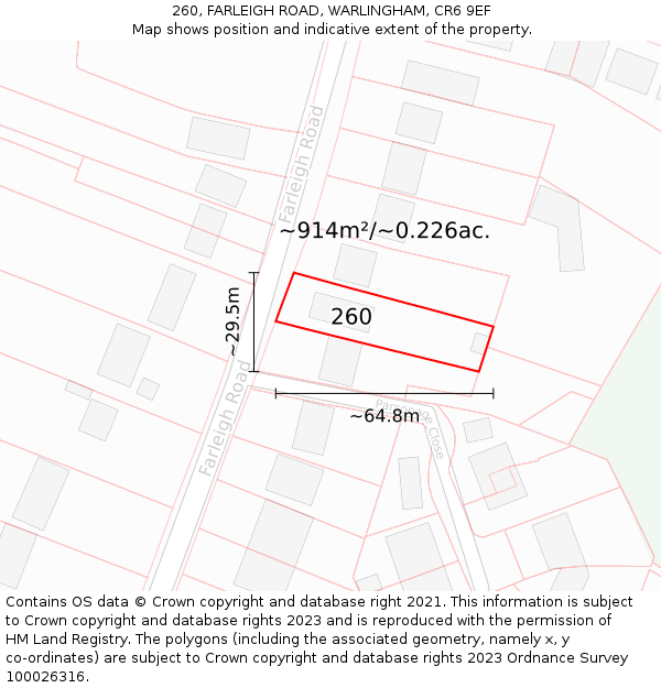260, FARLEIGH ROAD, WARLINGHAM, CR6 9EF: Plot and title map