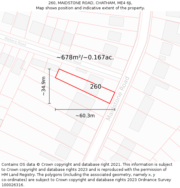 260, MAIDSTONE ROAD, CHATHAM, ME4 6JL: Plot and title map