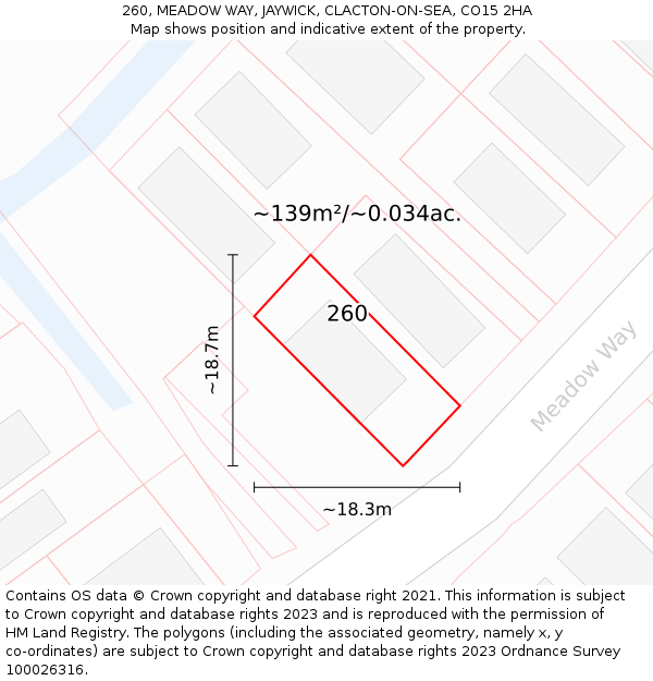 260, MEADOW WAY, JAYWICK, CLACTON-ON-SEA, CO15 2HA: Plot and title map