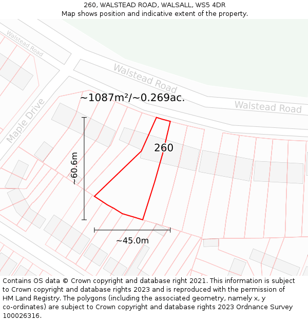 260, WALSTEAD ROAD, WALSALL, WS5 4DR: Plot and title map