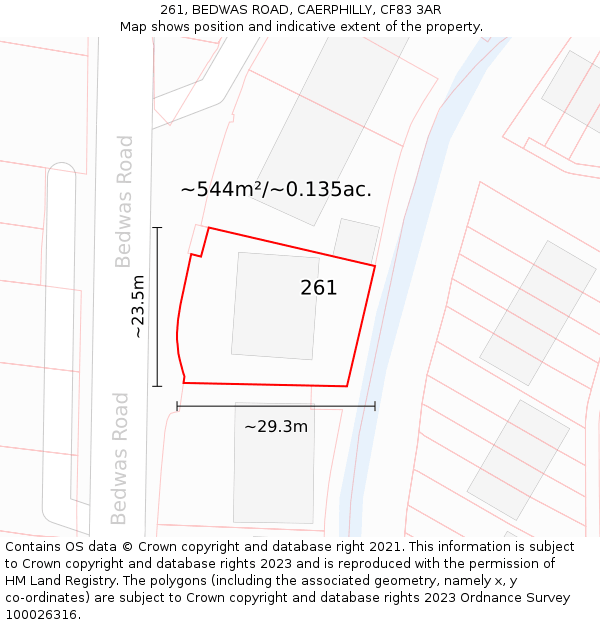 261, BEDWAS ROAD, CAERPHILLY, CF83 3AR: Plot and title map