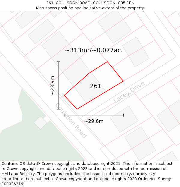 261, COULSDON ROAD, COULSDON, CR5 1EN: Plot and title map