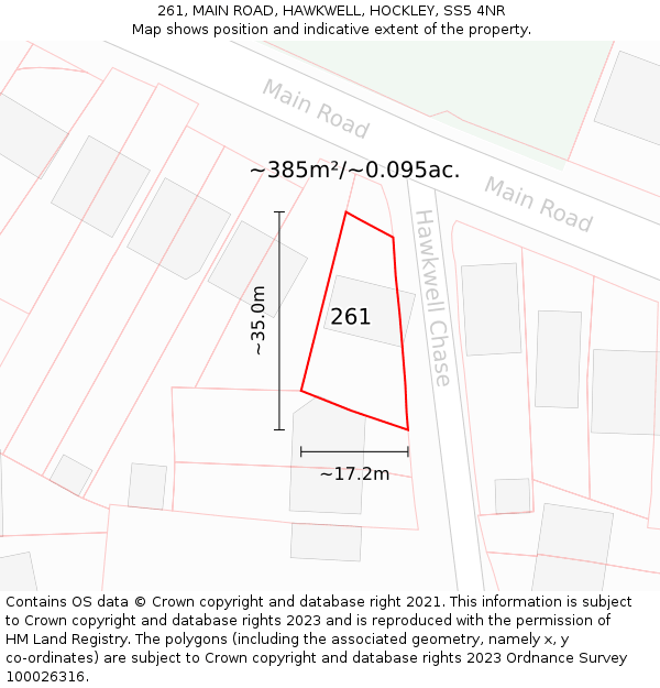 261, MAIN ROAD, HAWKWELL, HOCKLEY, SS5 4NR: Plot and title map