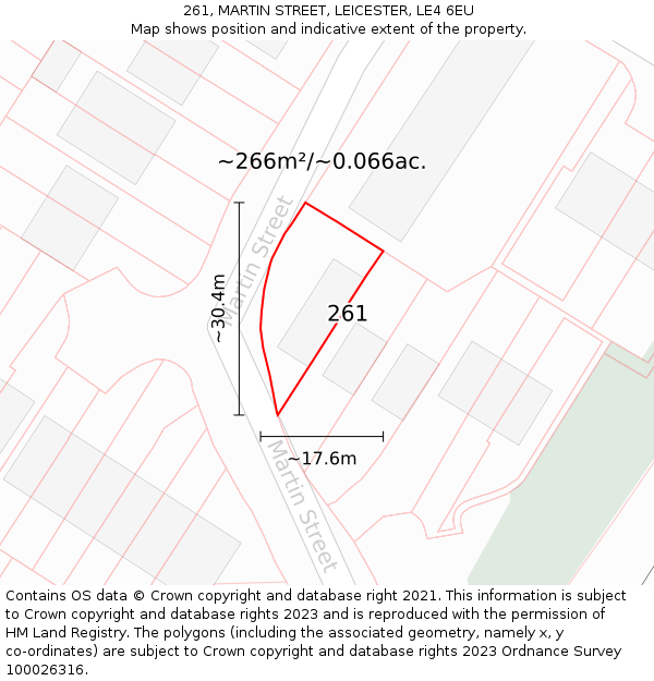 261, MARTIN STREET, LEICESTER, LE4 6EU: Plot and title map